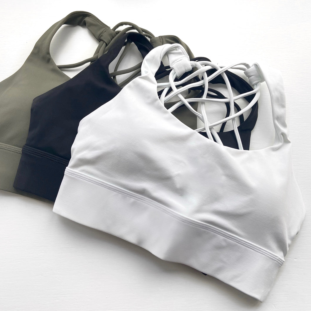 Criss Cross Sports Bra - White