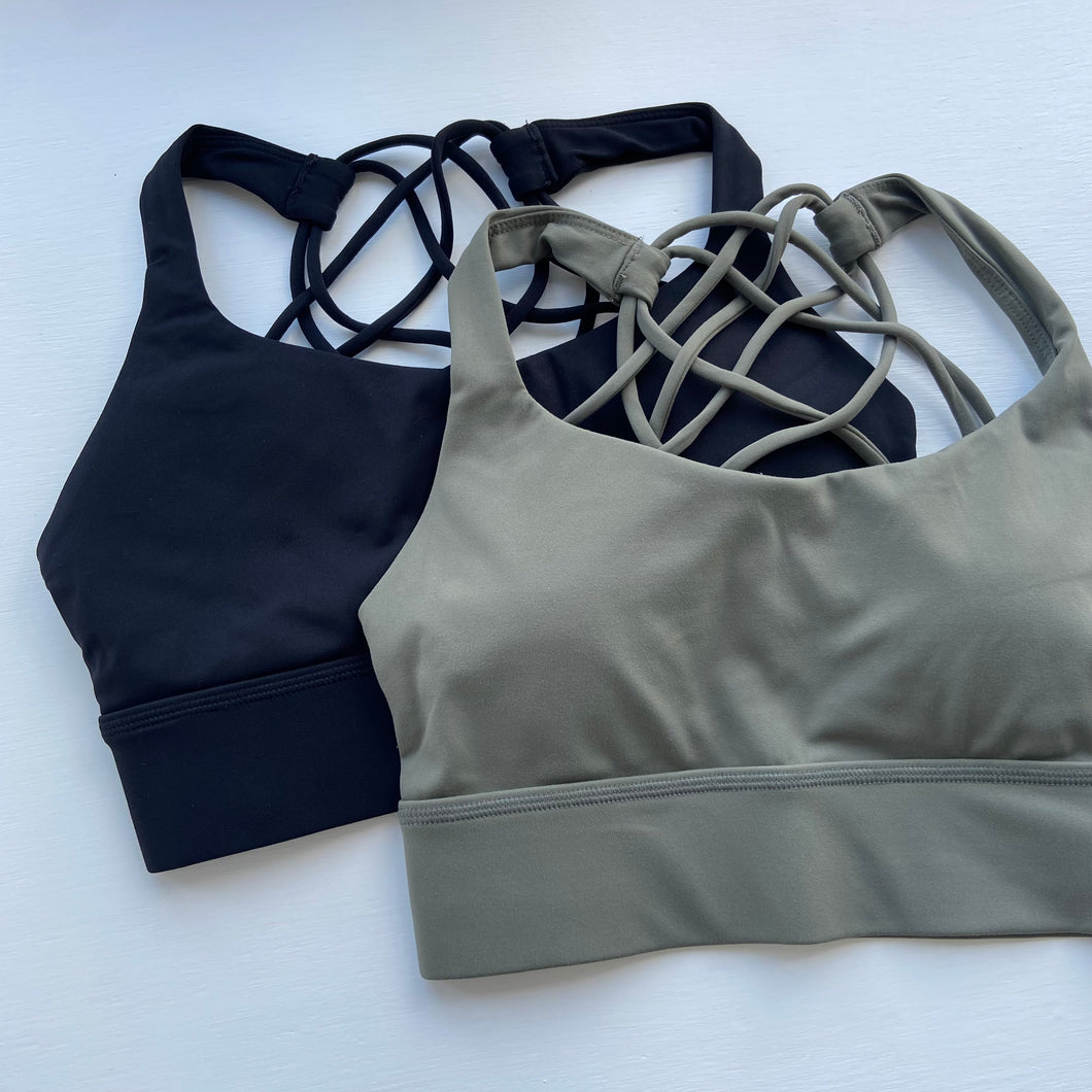 Criss Cross Sports Bra - Khaki Green